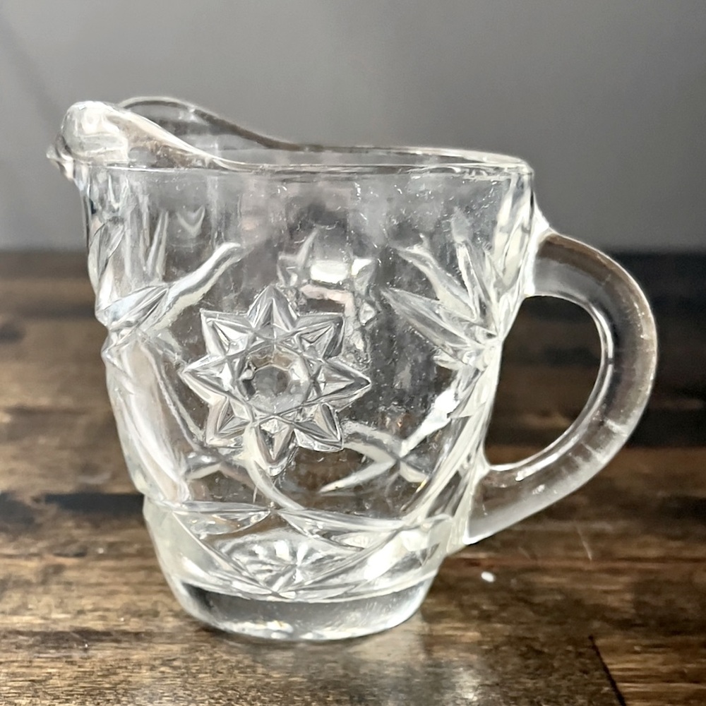 Vintage EAPC Anchor Hocking Glass Creamer with Handle Open Top 8 oz Capacity